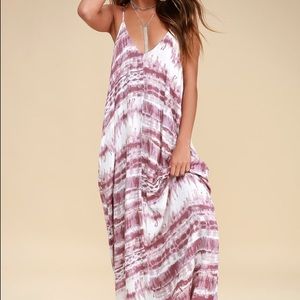 Lulus Yours Tule Mauve Tie Dye Maxi Dress